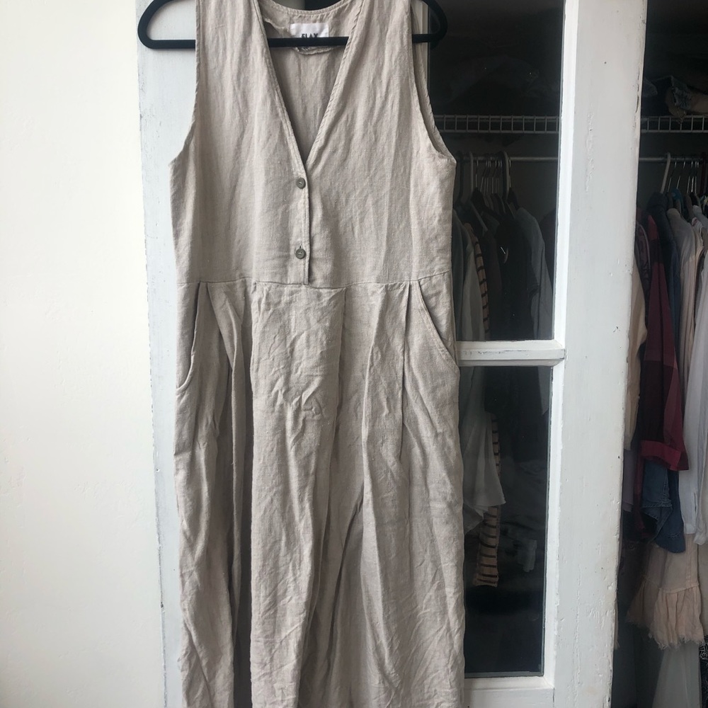 Linen Flax jump dress medium